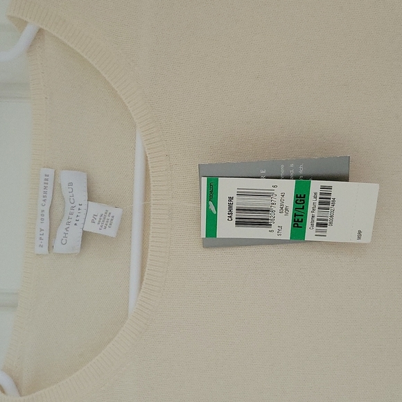 Charter Club Cashmere Sweater Size P/L Ivory NWT - Picture 3 of 4